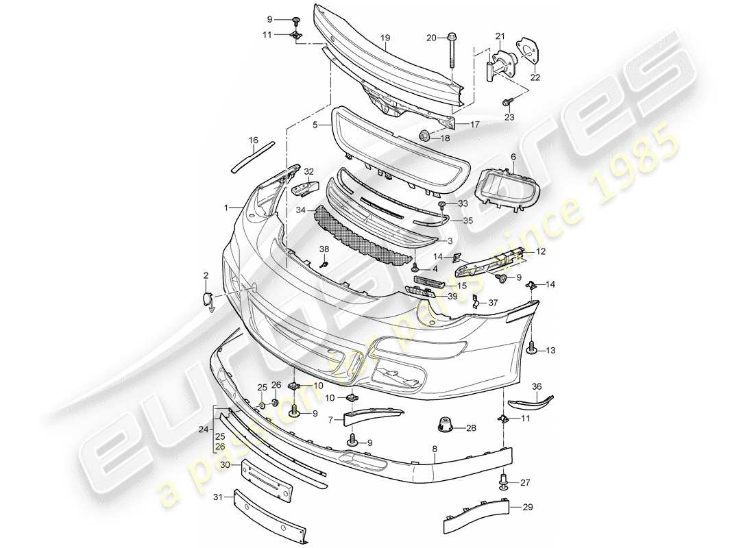 porsche 997 gt3 (2009) bumper part diagram