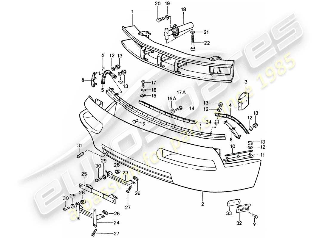 porsche 928 (1988) bumper part diagram