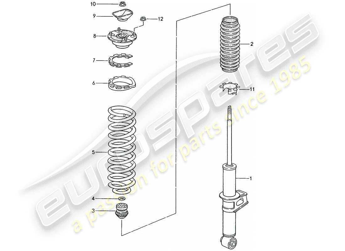 porsche 993 (1994) shock absorber - coil spring part diagram