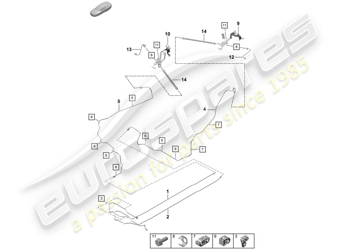 porsche boxster spyder (2019) brake line part diagram