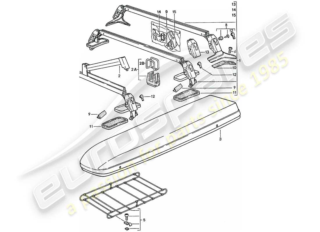 porsche 944 (1990) roof transport system part diagram