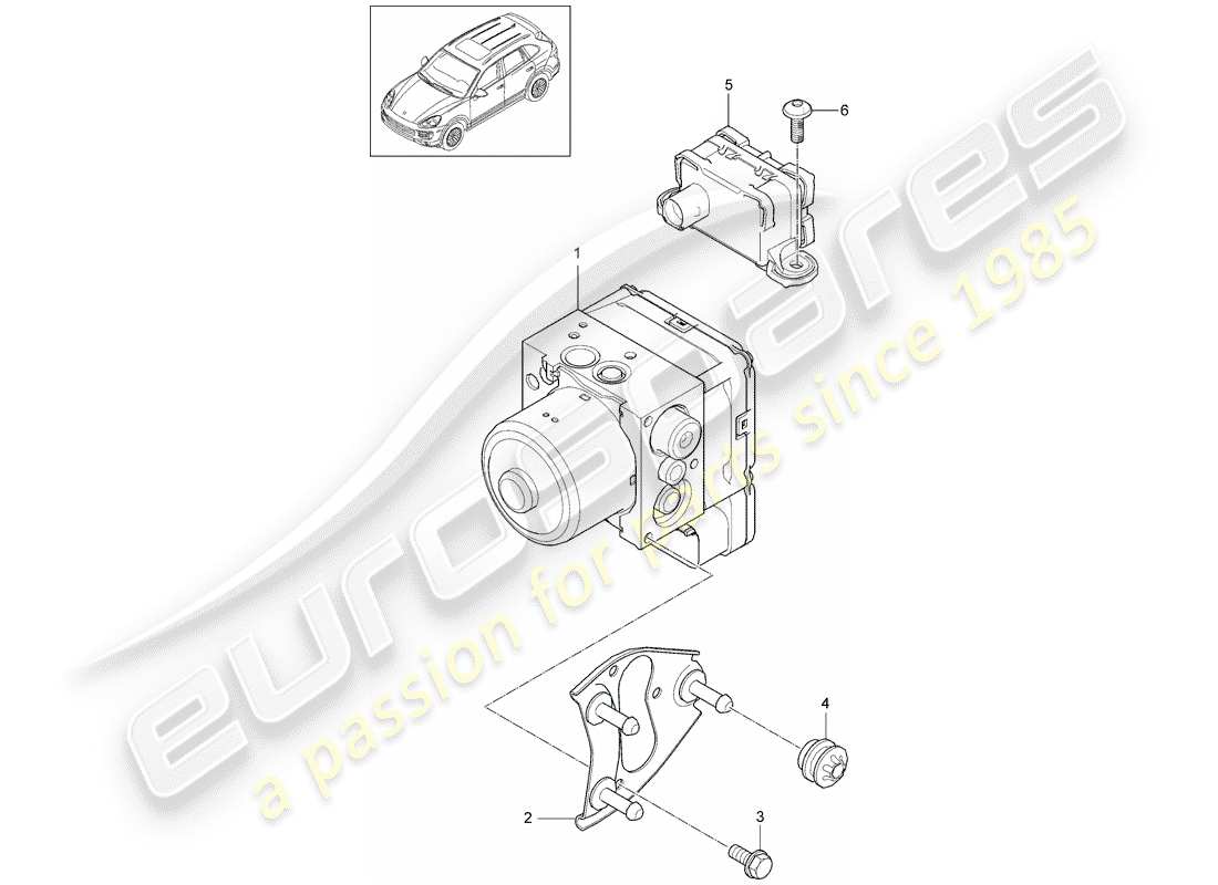 porsche cayenne e2 (2015) hydraulic unit part diagram