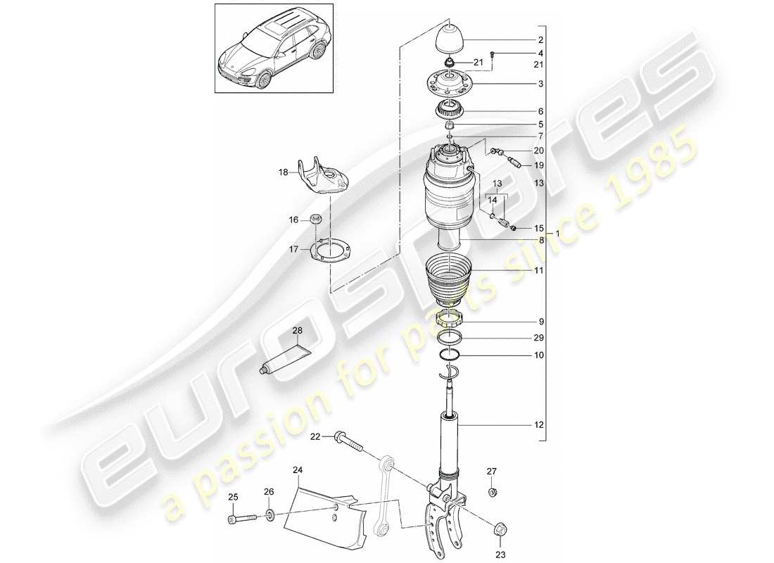 porsche cayenne e2 (2017) air spring part diagram