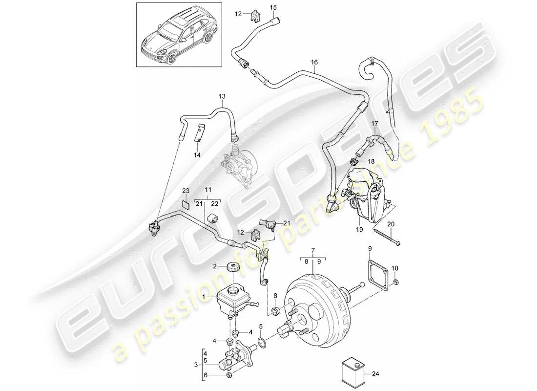 porsche cayenne e2 (2016) brake master cylinder part diagram