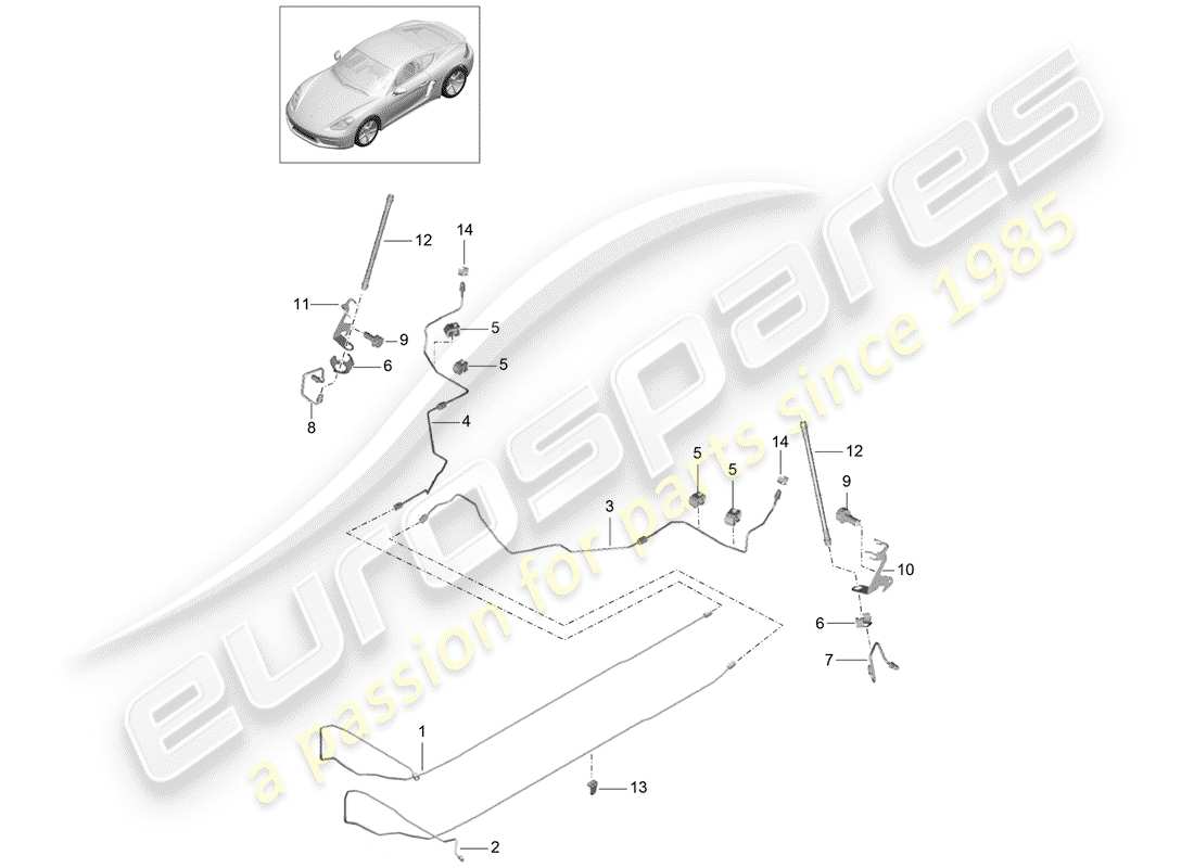 porsche 718 cayman (2020) brake line part diagram