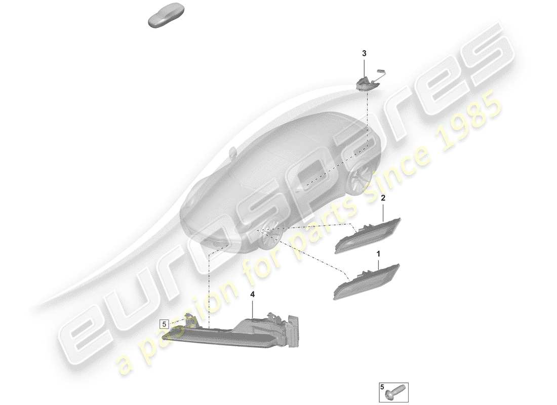 porsche 2020 turn signal repeater part diagram