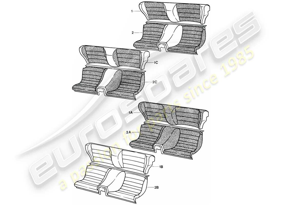 porsche 944 (1983) emergency seat - complete part diagram