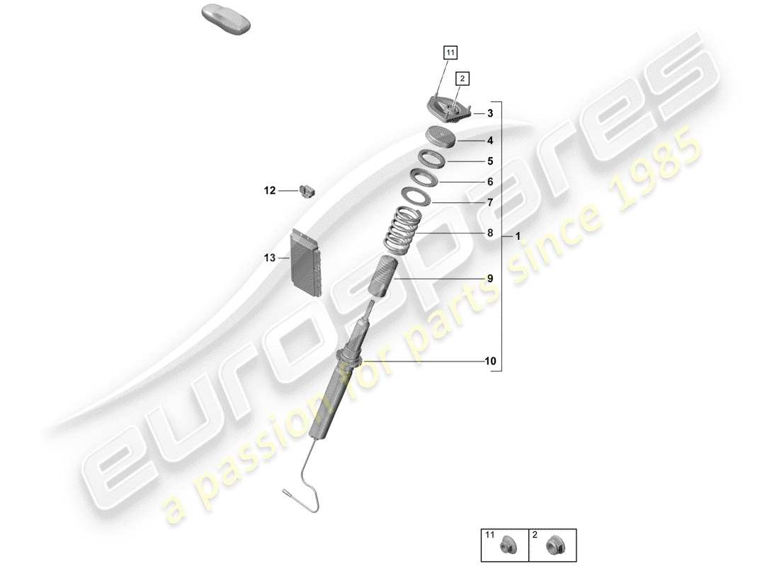 porsche boxster spyder (2019) vibration damper part diagram