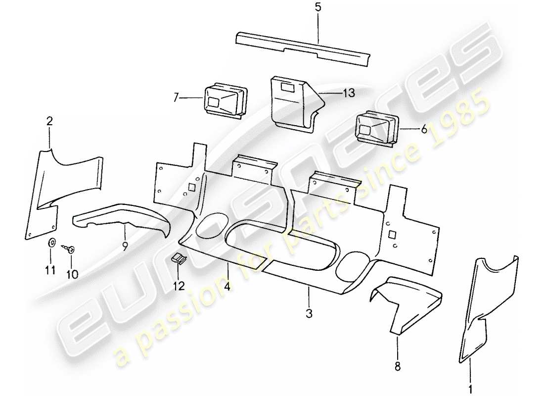 porsche 959 (1987) heat deflector - bumper part diagram