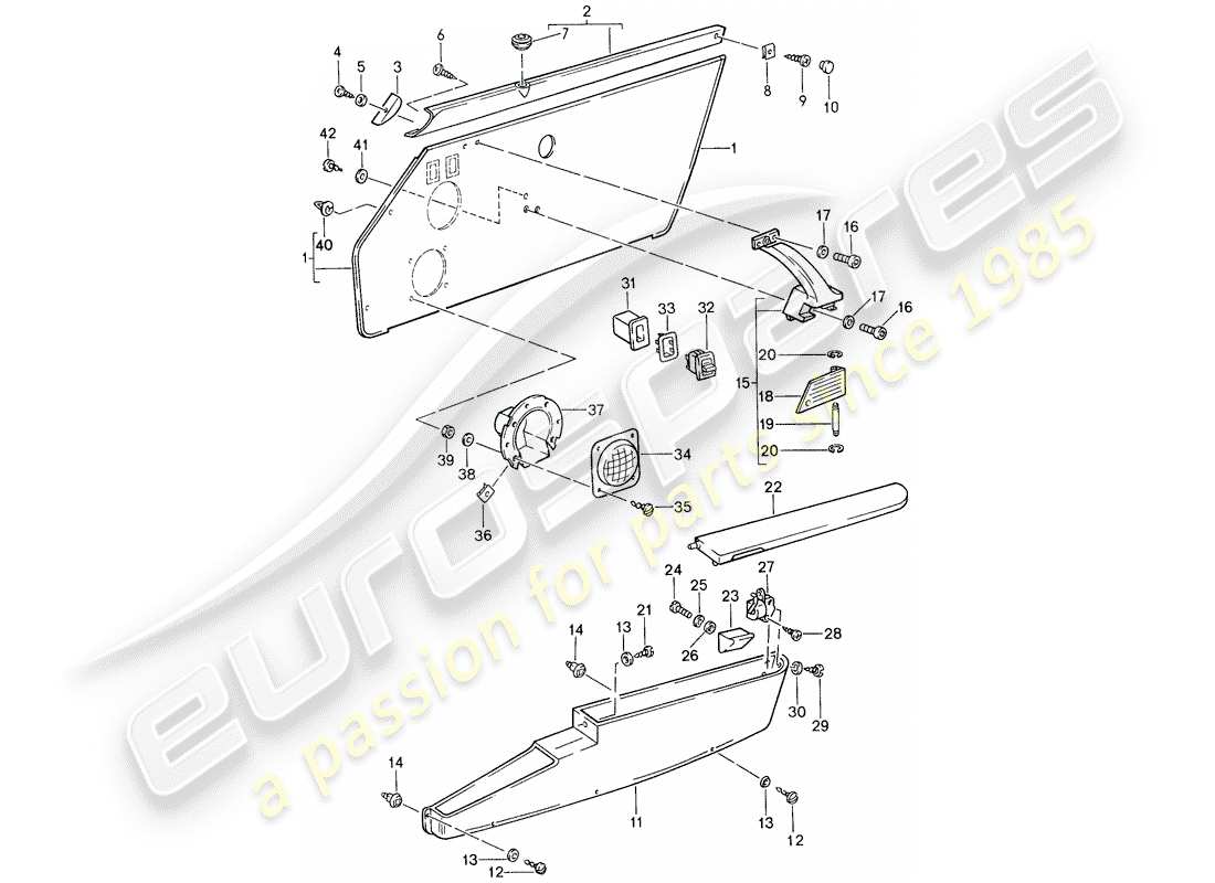 porsche 959 (1987) door panel part diagram