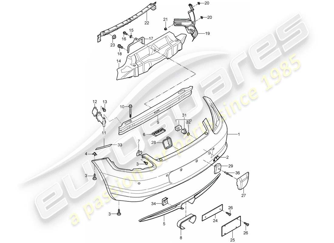 porsche cayman 987 (2006) bumper part diagram