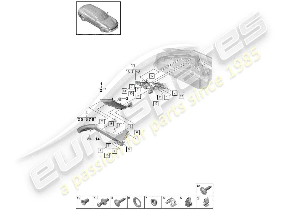 porsche panamera 971 (2020) trims part diagram