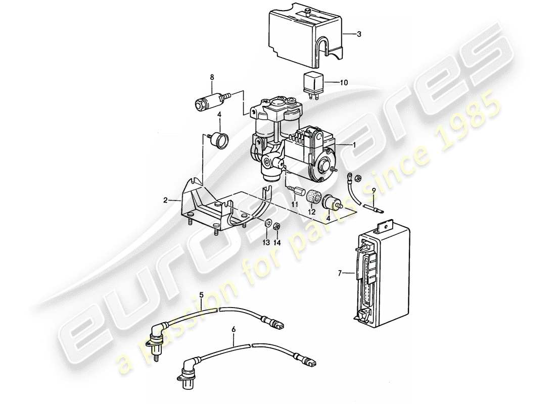 porsche 944 (1989) hydraulic unit - anti-locking brake syst. -abs- part diagram