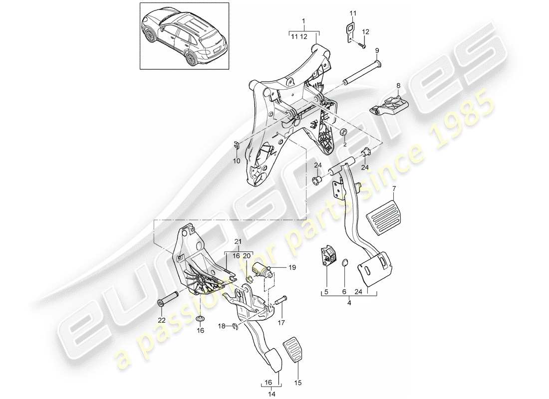 porsche cayenne e2 (2015) pedals part diagram