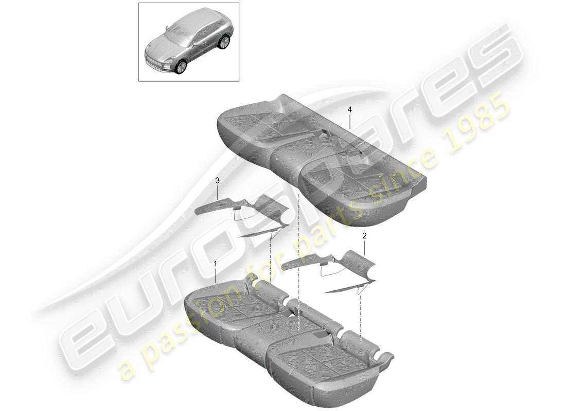 porsche macan (2020) foam part part diagram