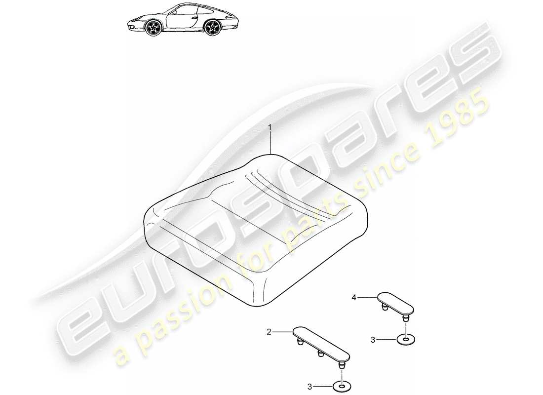 porsche 996 (1999) back seat cushion part diagram