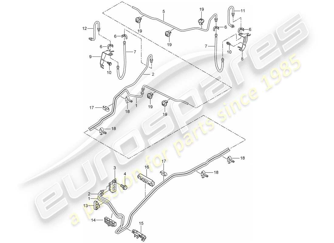 porsche cayenne (2010) brake line part diagram