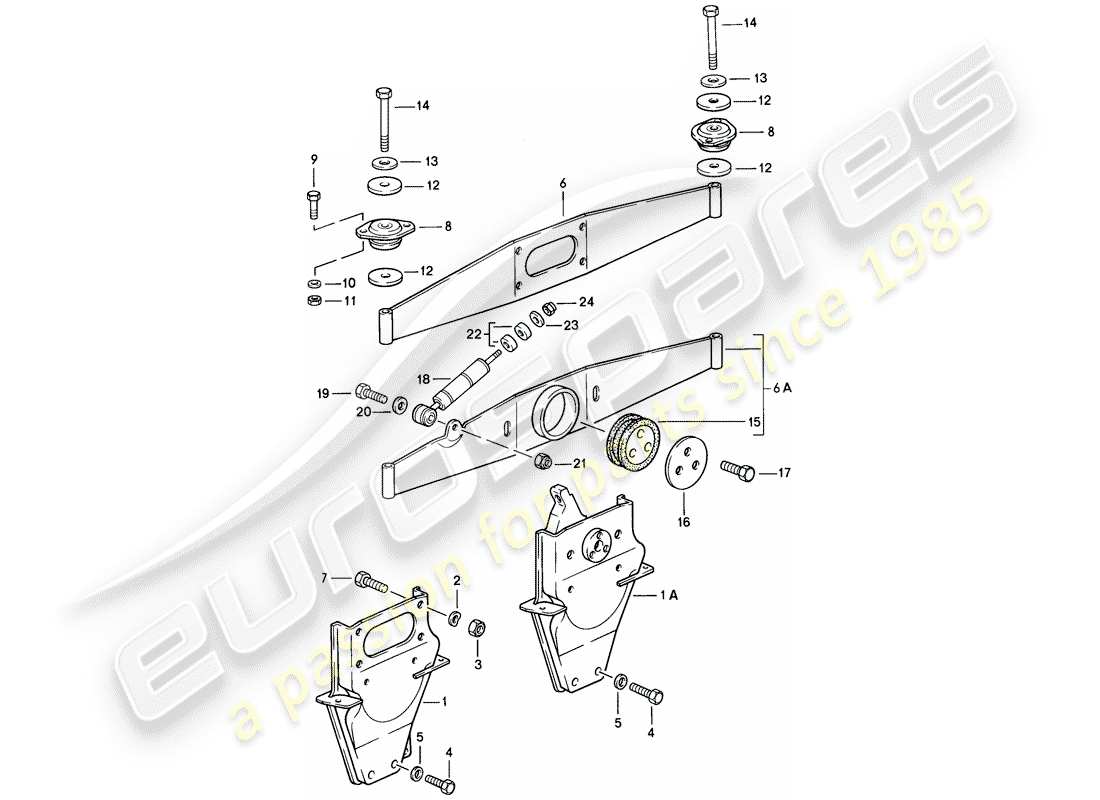 porsche 911 (1986) engine suspension part diagram