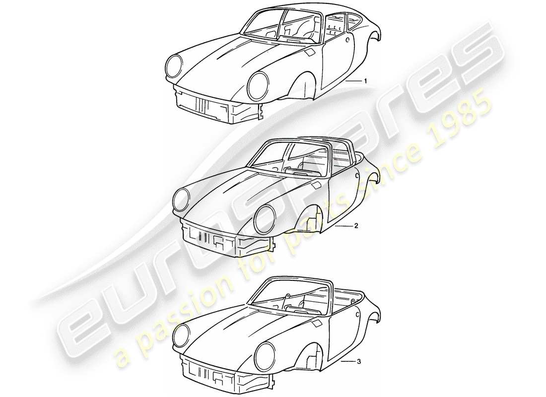 porsche 911 (1987) car body part diagram