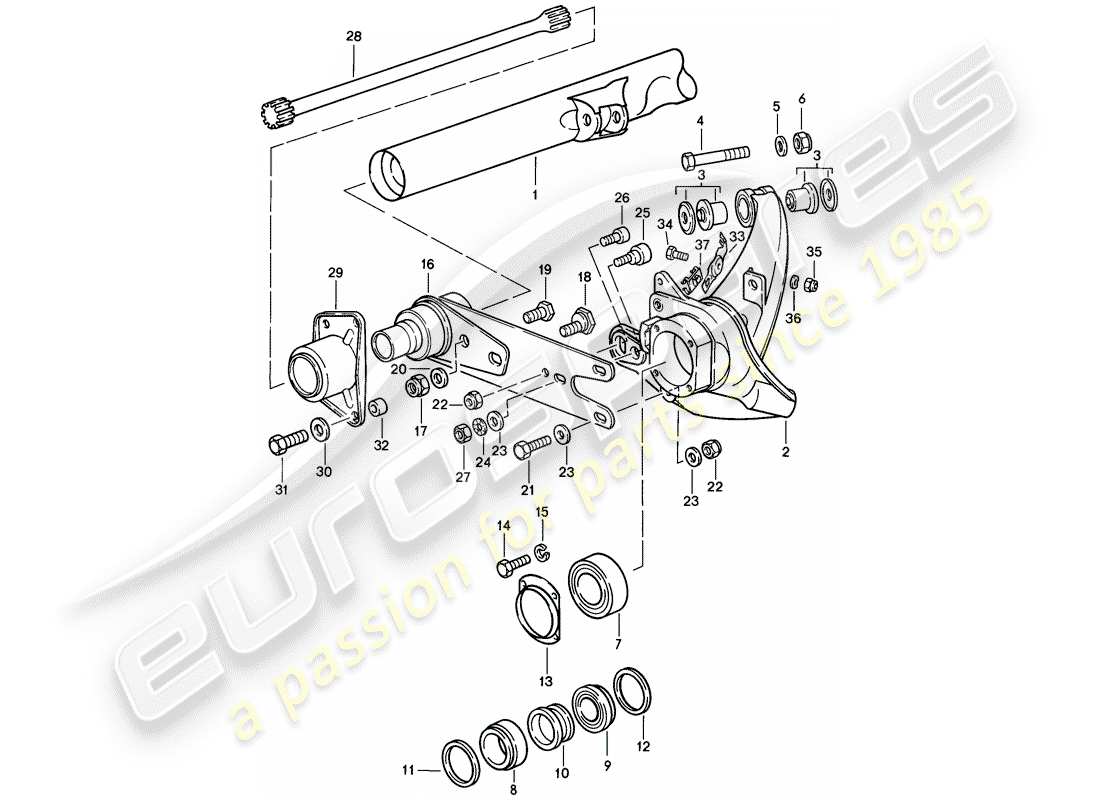 porsche 911 (1987) rear axle part diagram