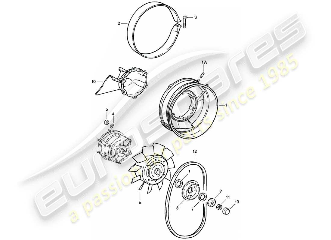 porsche 911 (1987) air cooling part diagram