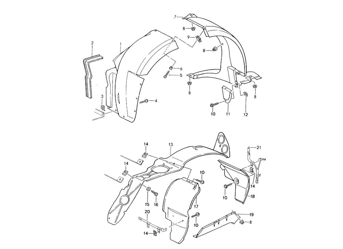 porsche 964 (1994) cover - wheel housing part diagram