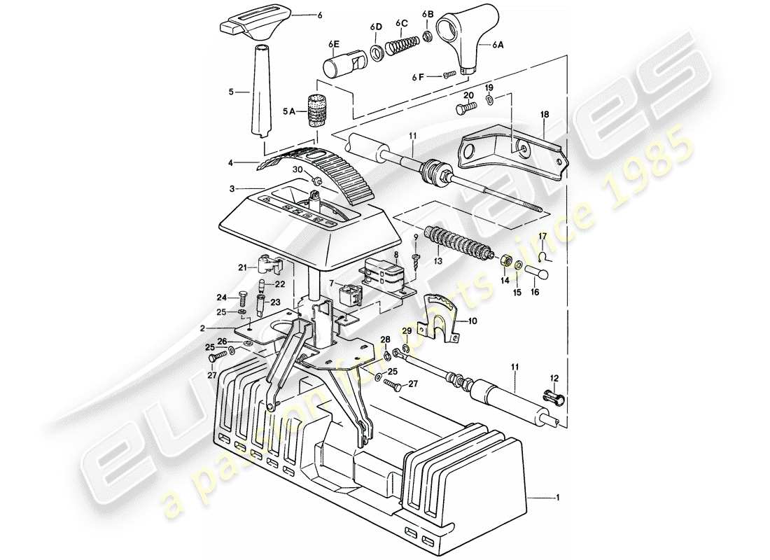 porsche 944 (1982) shift mechanism - automatic transmission part diagram