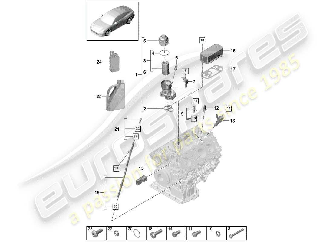 porsche panamera 971 (2020) oil filter part diagram