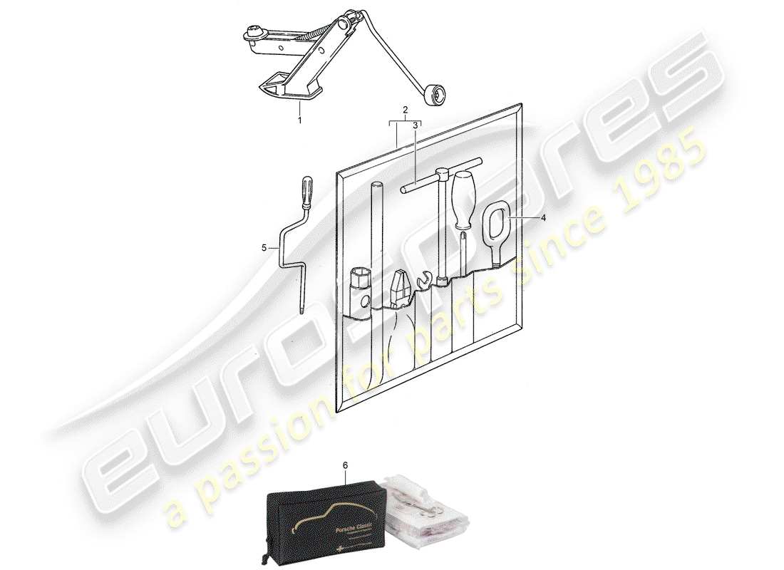 porsche 968 (1995) accessories - tool - first aid kit part diagram