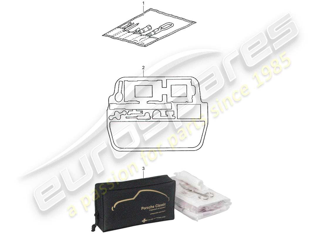 porsche 996 gt3 (2003) tool - fire extinguisher part diagram