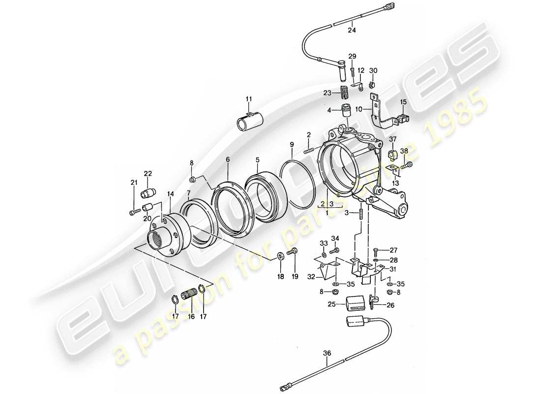 porsche 959 (1987) wheel carrier part diagram