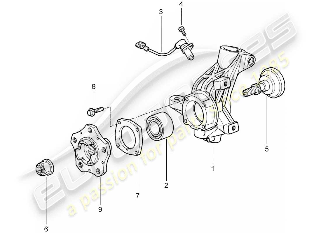 porsche cayman 987 (2007) wheel carrier part diagram