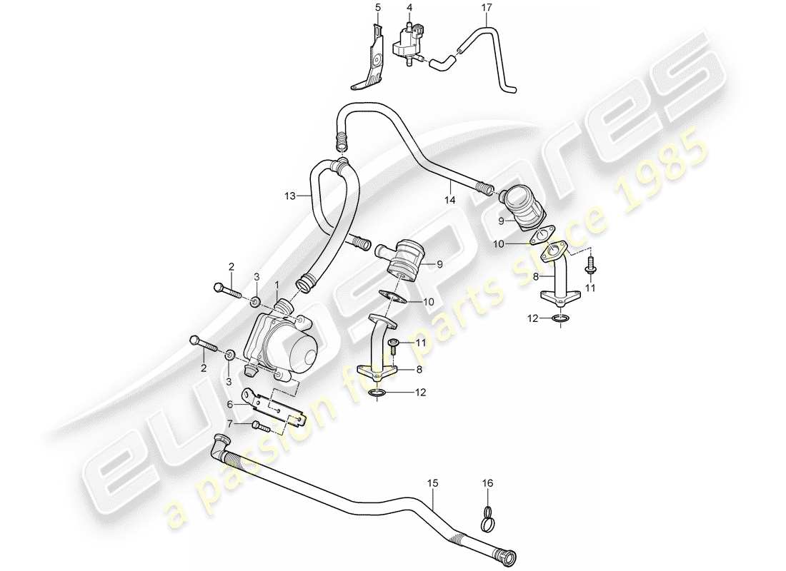 porsche 997 t/gt2 (2009) air injection part diagram