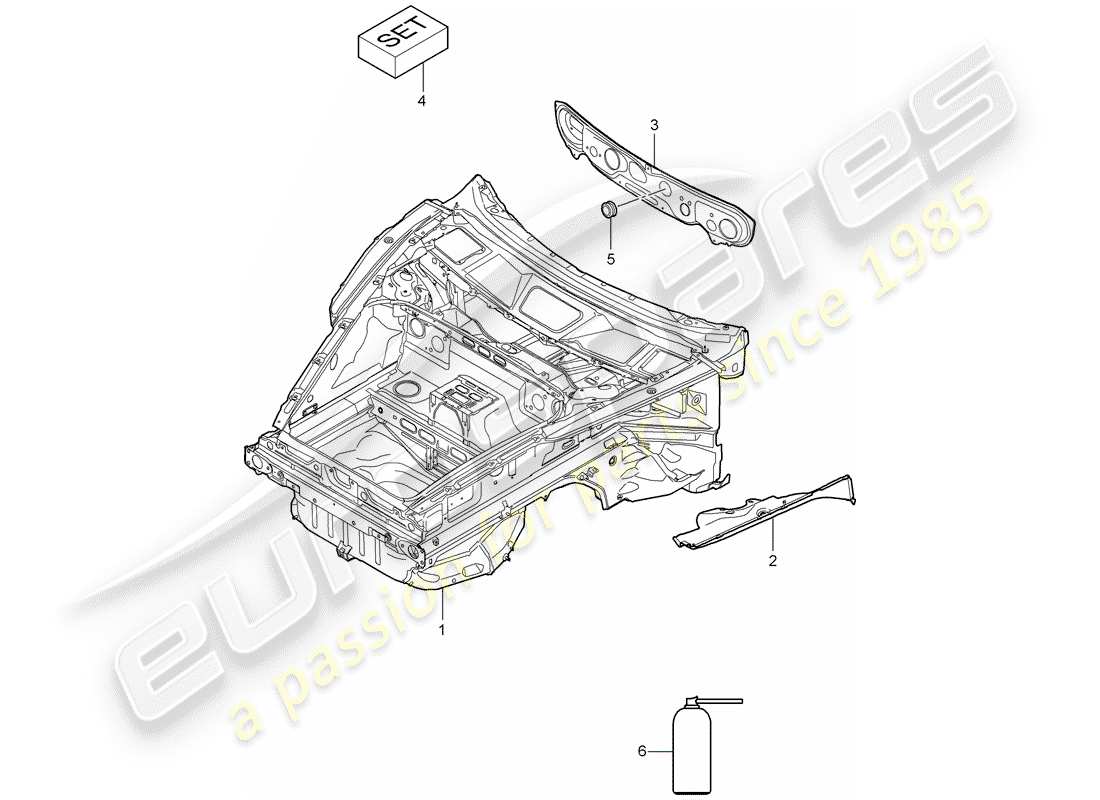 porsche 997 t/gt2 (2009) front end part diagram