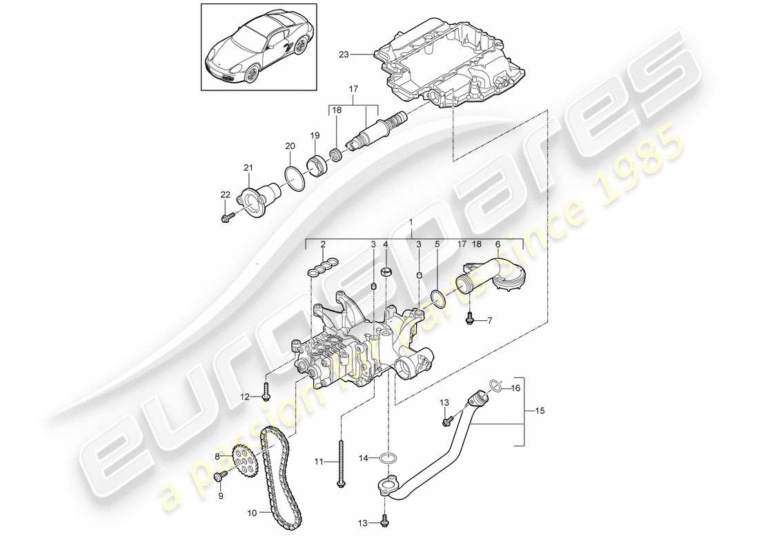 porsche cayman 987 (2012) oil pump part diagram