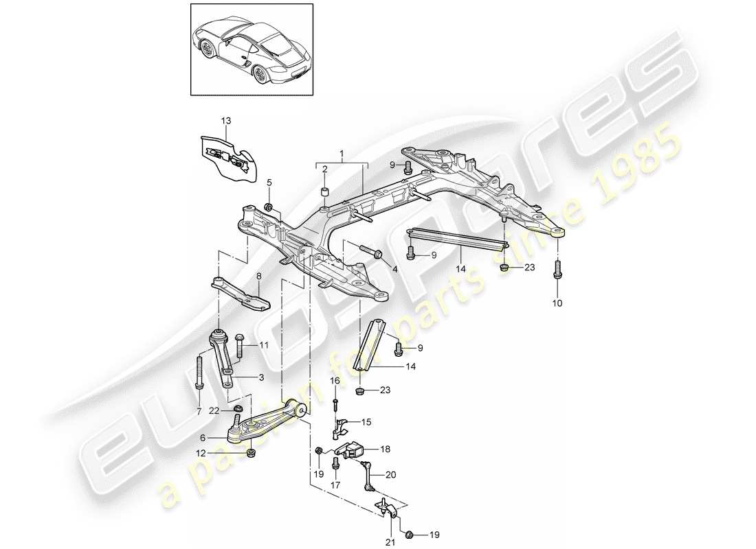 porsche cayman 987 (2012) cross member part diagram