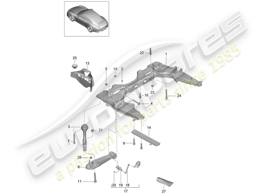 porsche 991 (2016) cross member part diagram