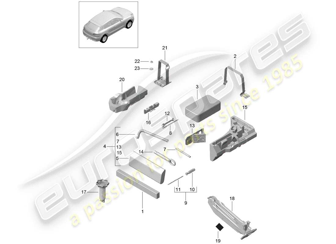 porsche macan (2016) tool part diagram