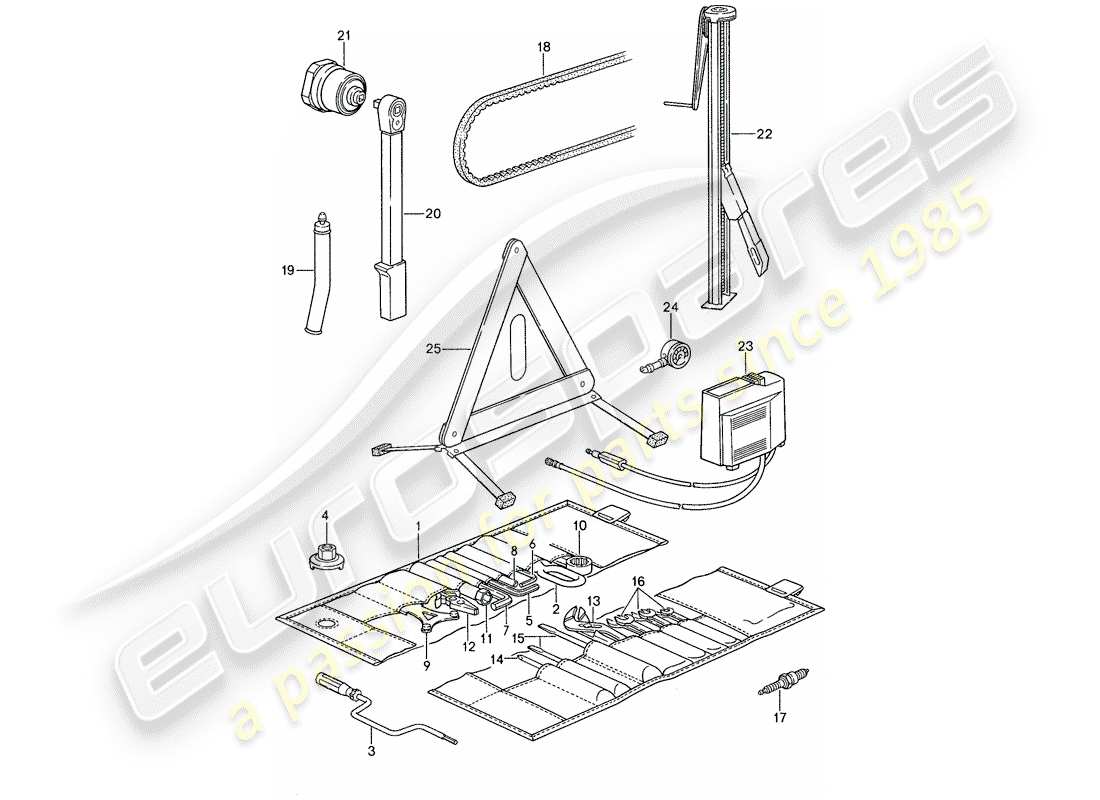 porsche 959 (1988) tool - jack part diagram