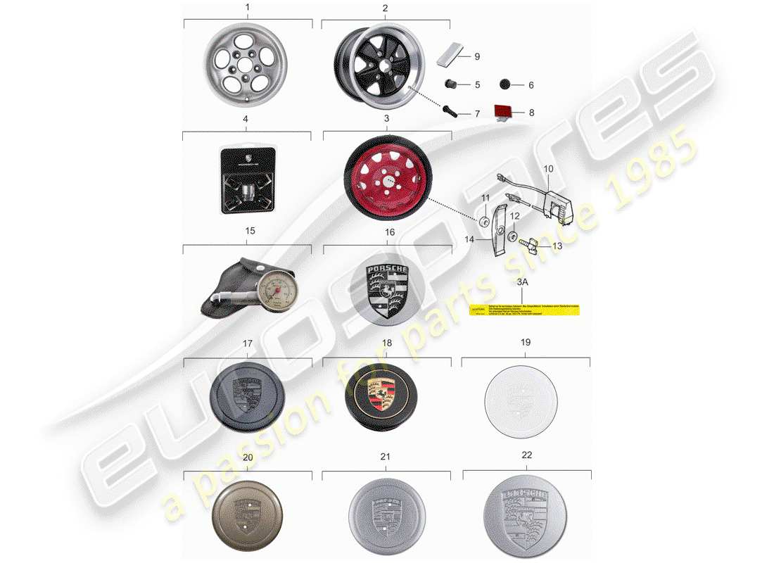 porsche 911 (1987) wheels part diagram