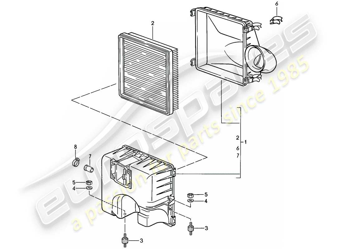 porsche 911 (1987) air cleaner - - repair set for maintenance - see illustration: part diagram