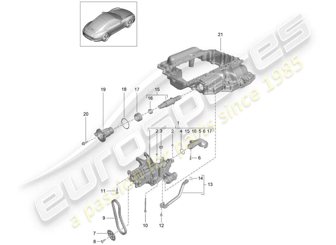 porsche 991 (2012) oil pump part diagram