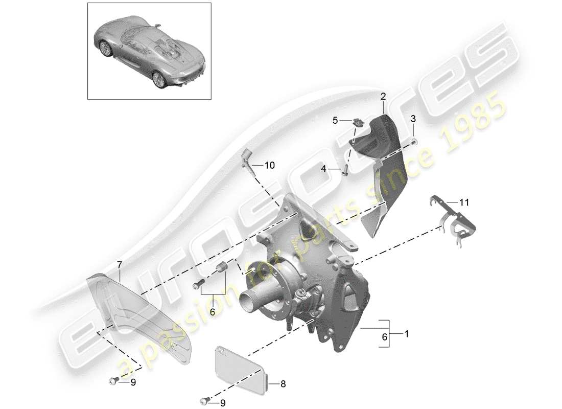 porsche 918 spyder (2015) rear axle part diagram