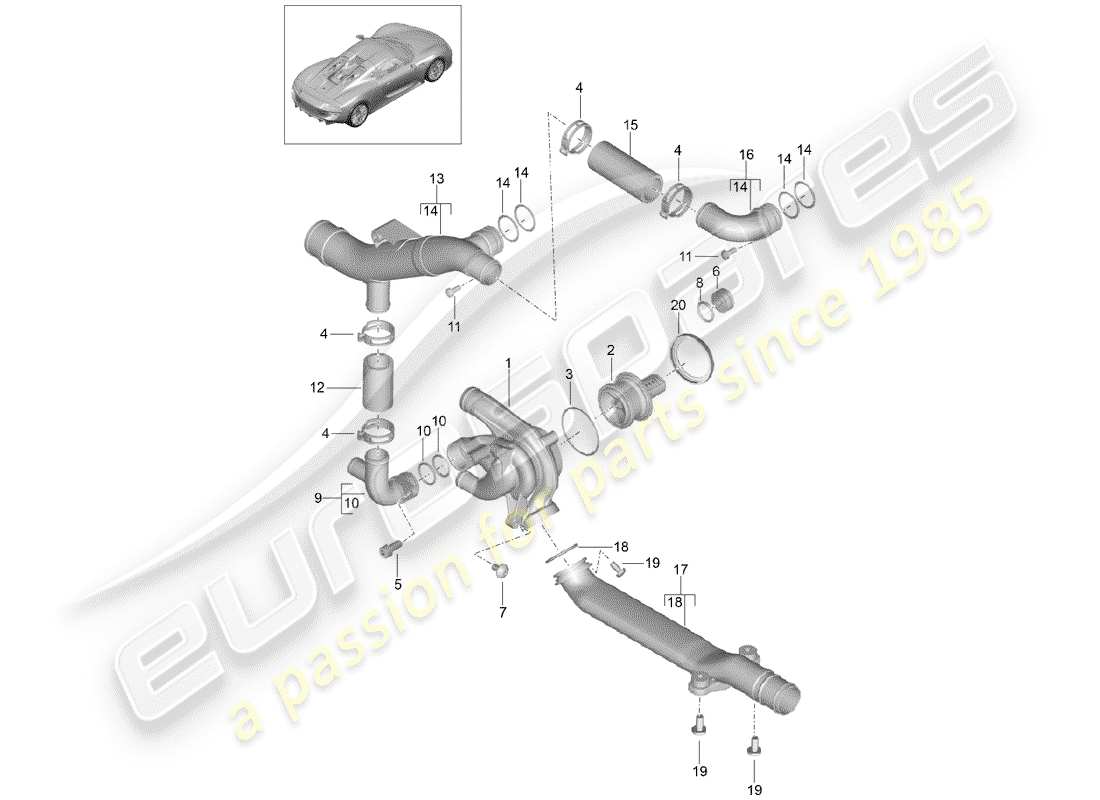 porsche 918 spyder (2015) water pump part diagram