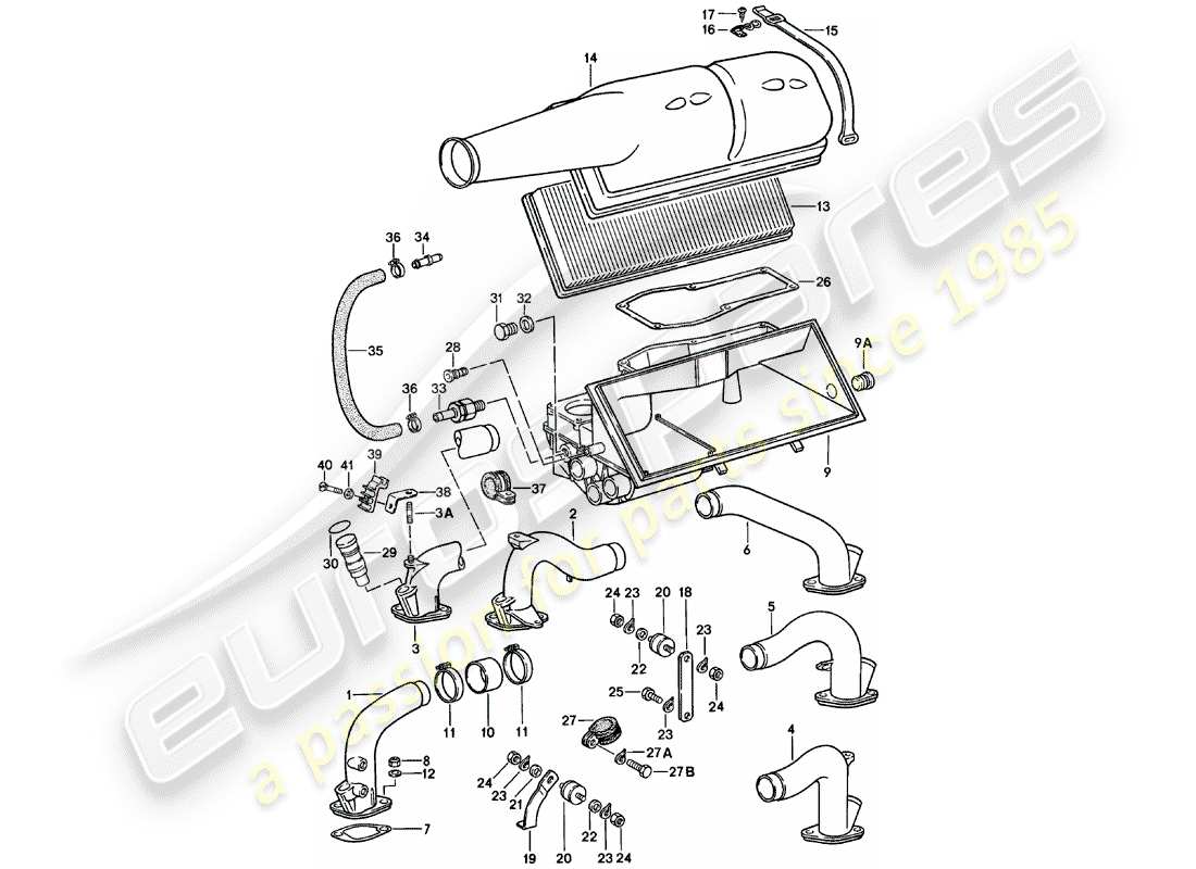 porsche 911 (1983) air cleaner part diagram