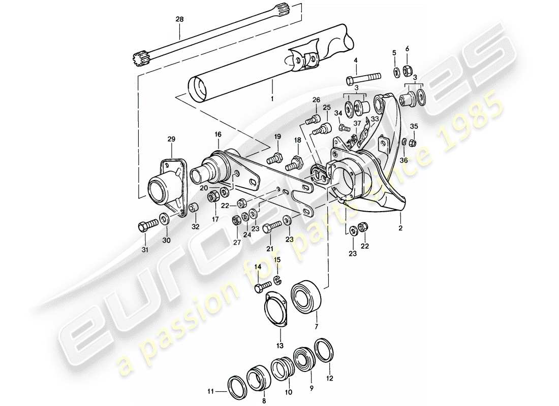 porsche 911 (1984) rear axle part diagram