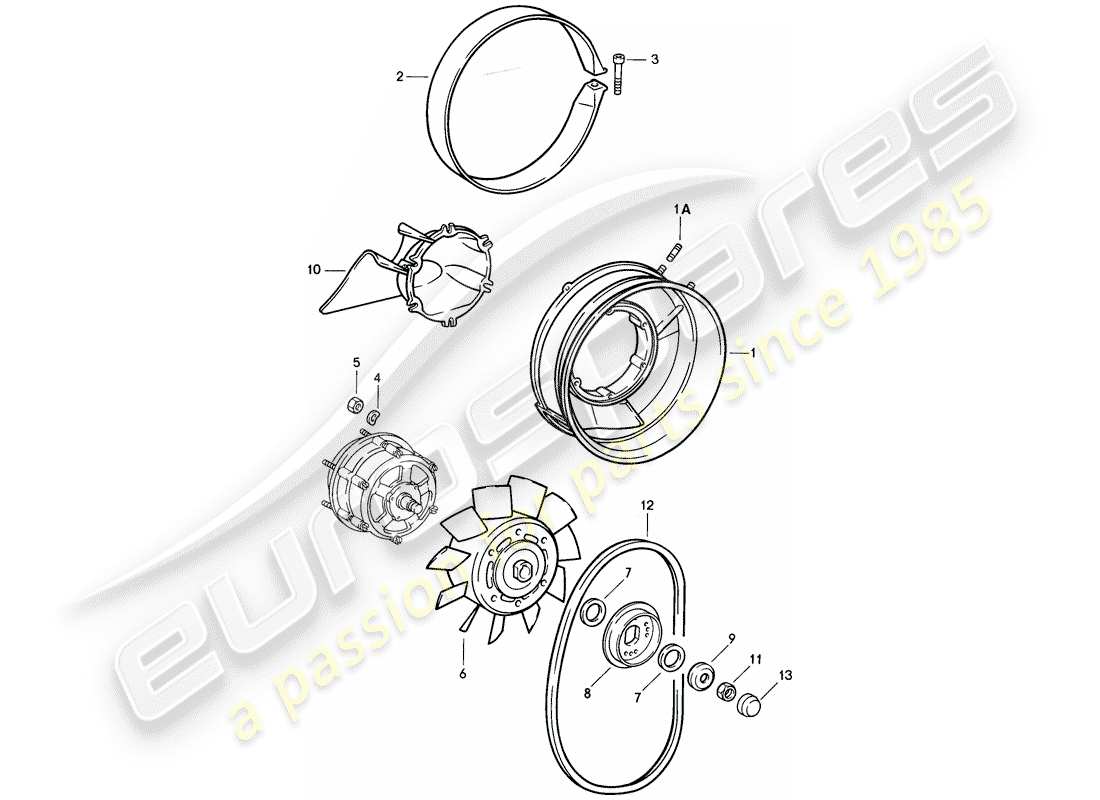 porsche 911 (1984) air cooling part diagram