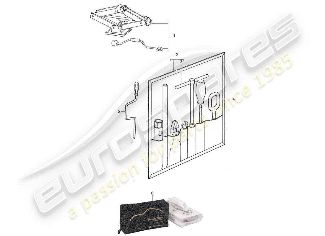 porsche 944 (1989) accessories - tool - first aid kit part diagram