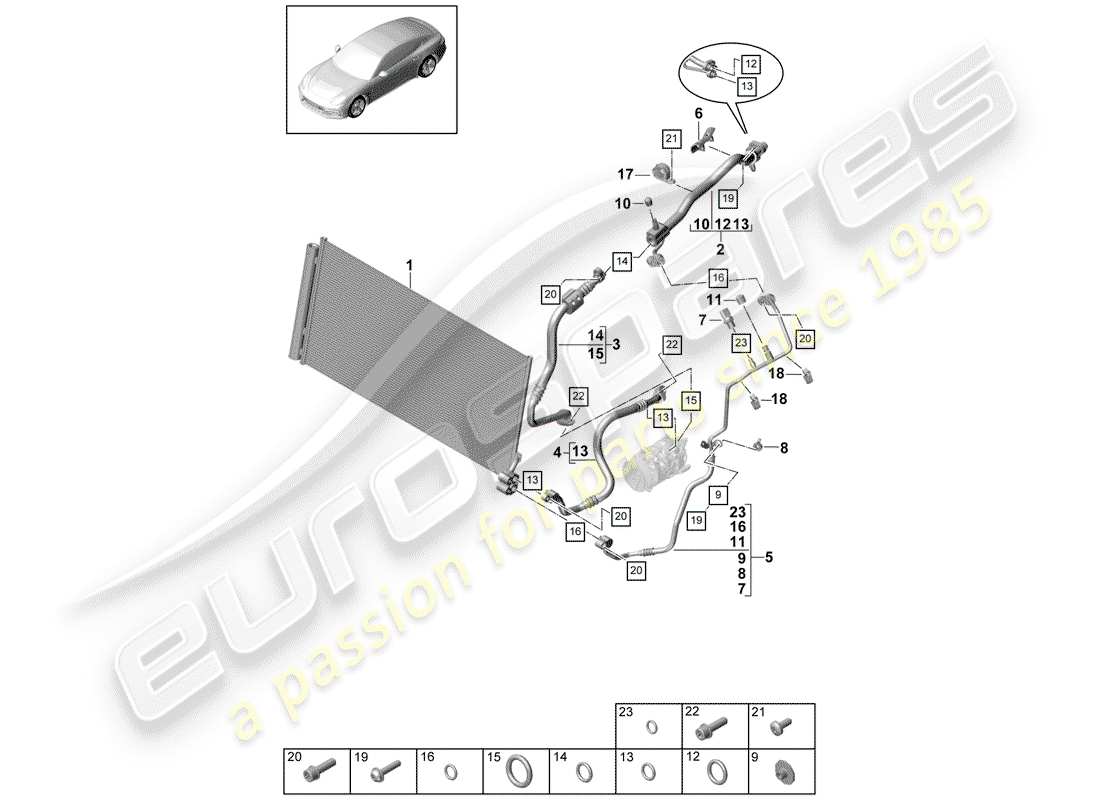 porsche panamera 971 (2017) refrigerant circuit part diagram