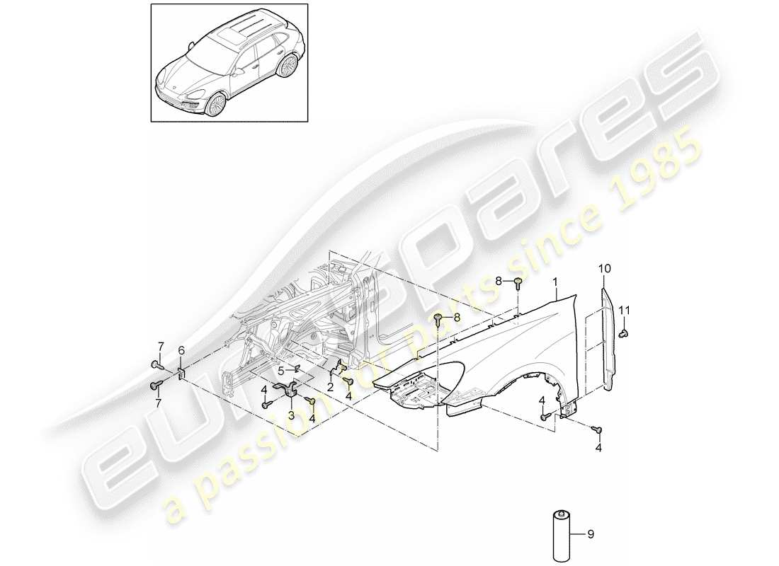 porsche cayenne e2 (2017) fender part diagram